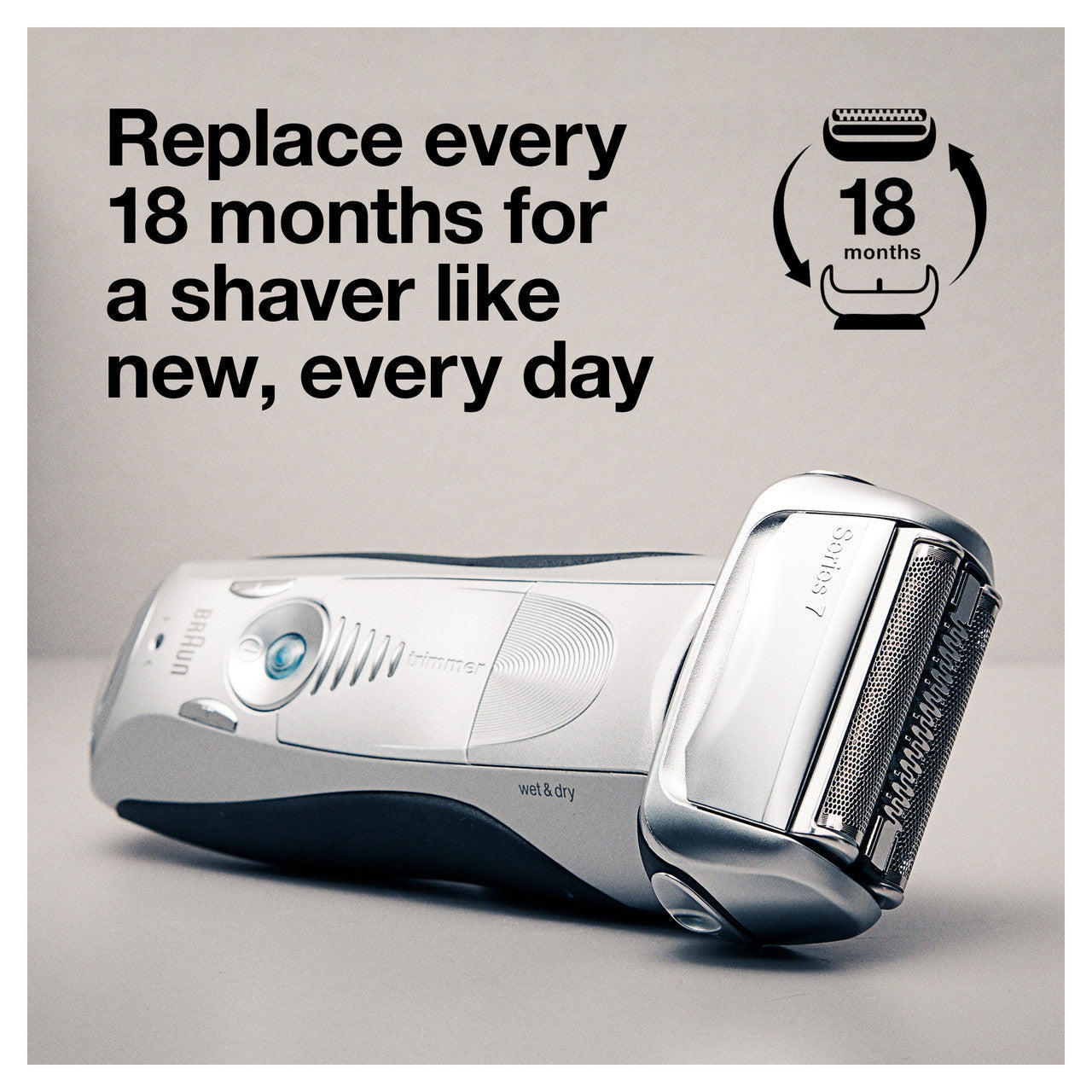 Braun Electric Shaver Head Replacement Part 70s Silver Compatible with Legacy Series 7 Electric Razors for Men