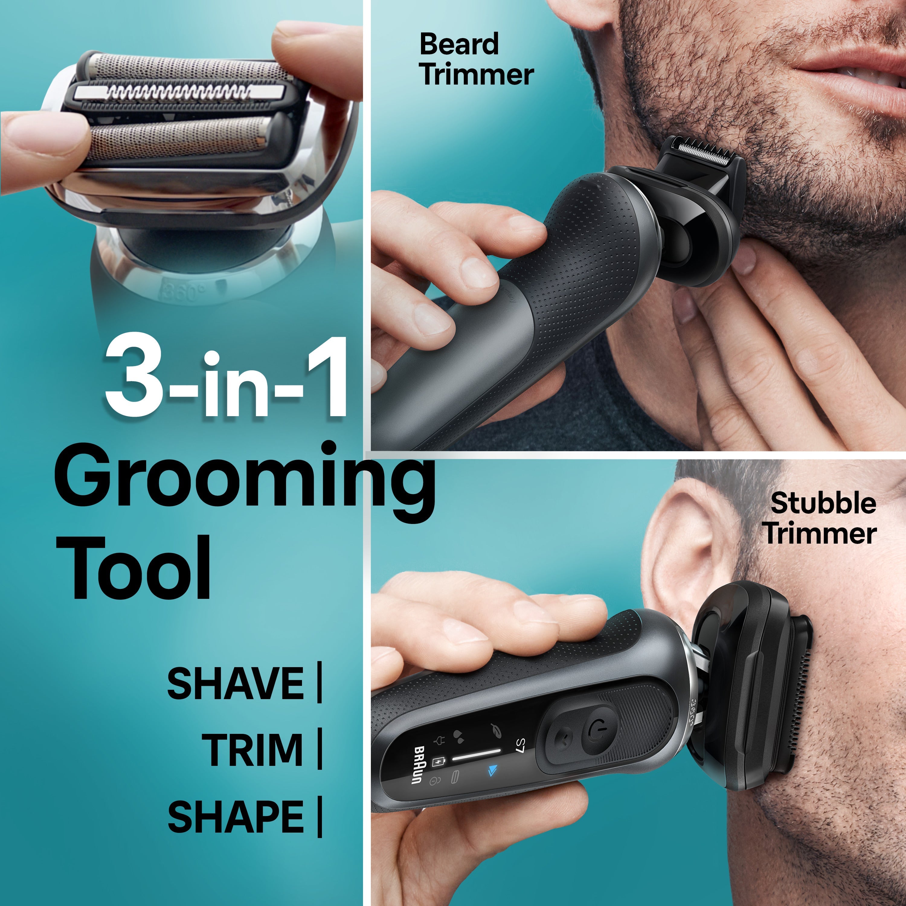 Electric Shaver with Beard and Stubble Trimmer Series 7 7085cc