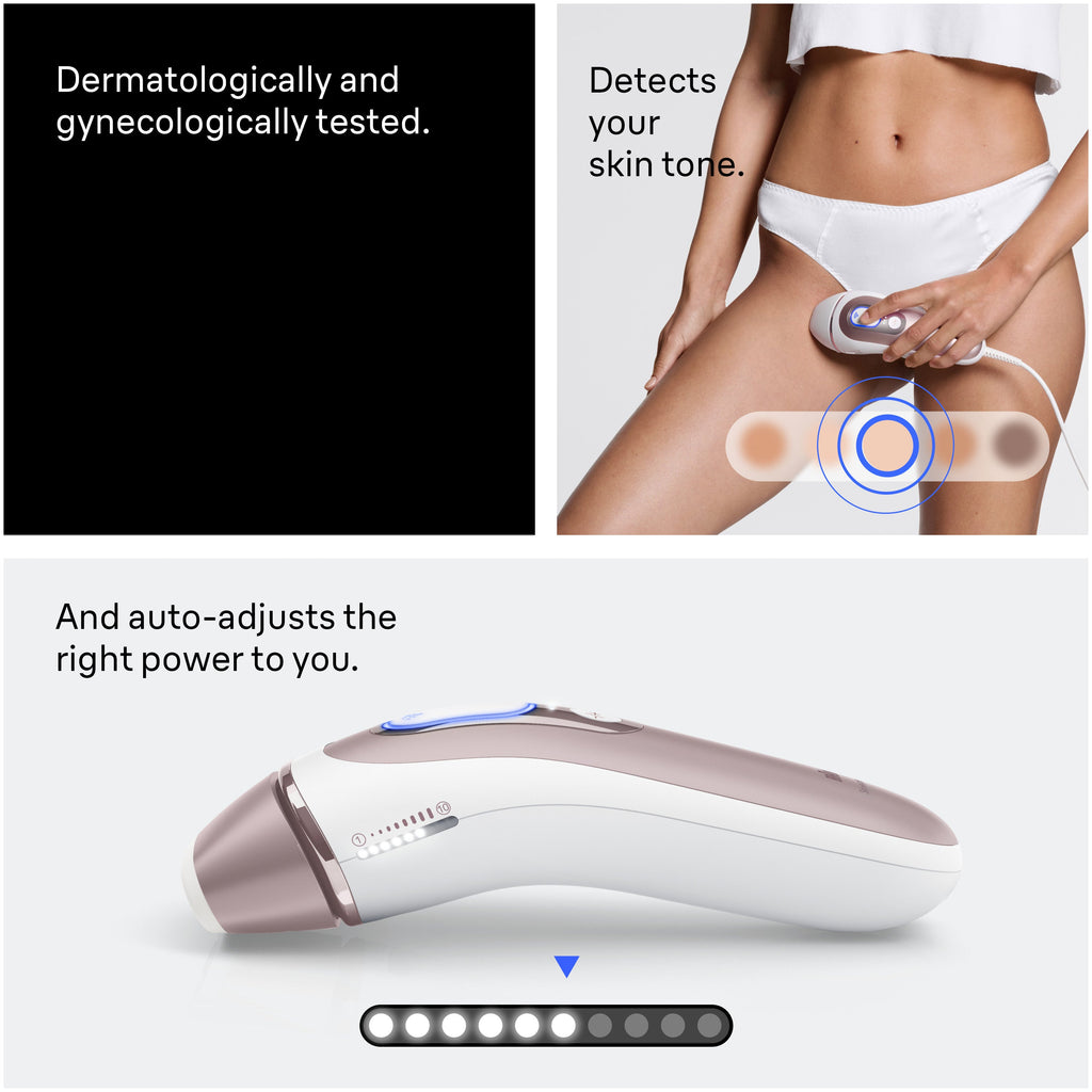 Braun Skin i·expert Smart IPL: At Home Alternative to Laser Hair Removal with 3 Caps and Leather Pouch PL7243