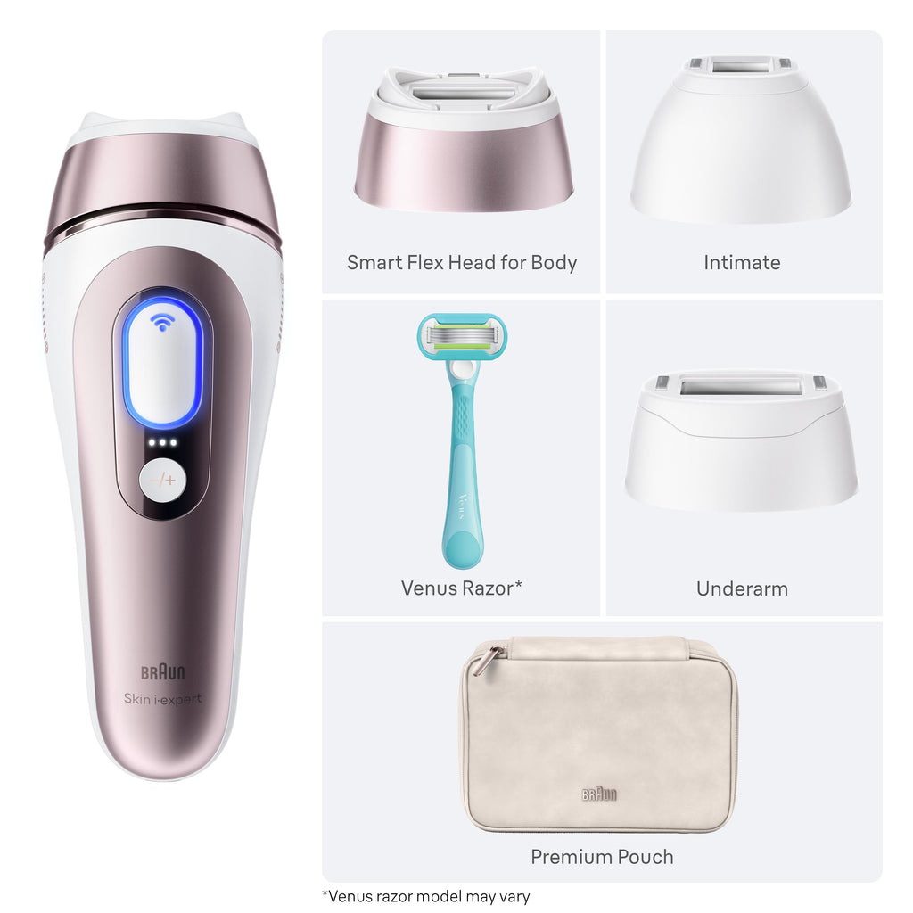 Braun Skin i·expert Smart IPL: At Home Alternative to Laser Hair Removal with 3 Caps and Leather Pouch PL7243